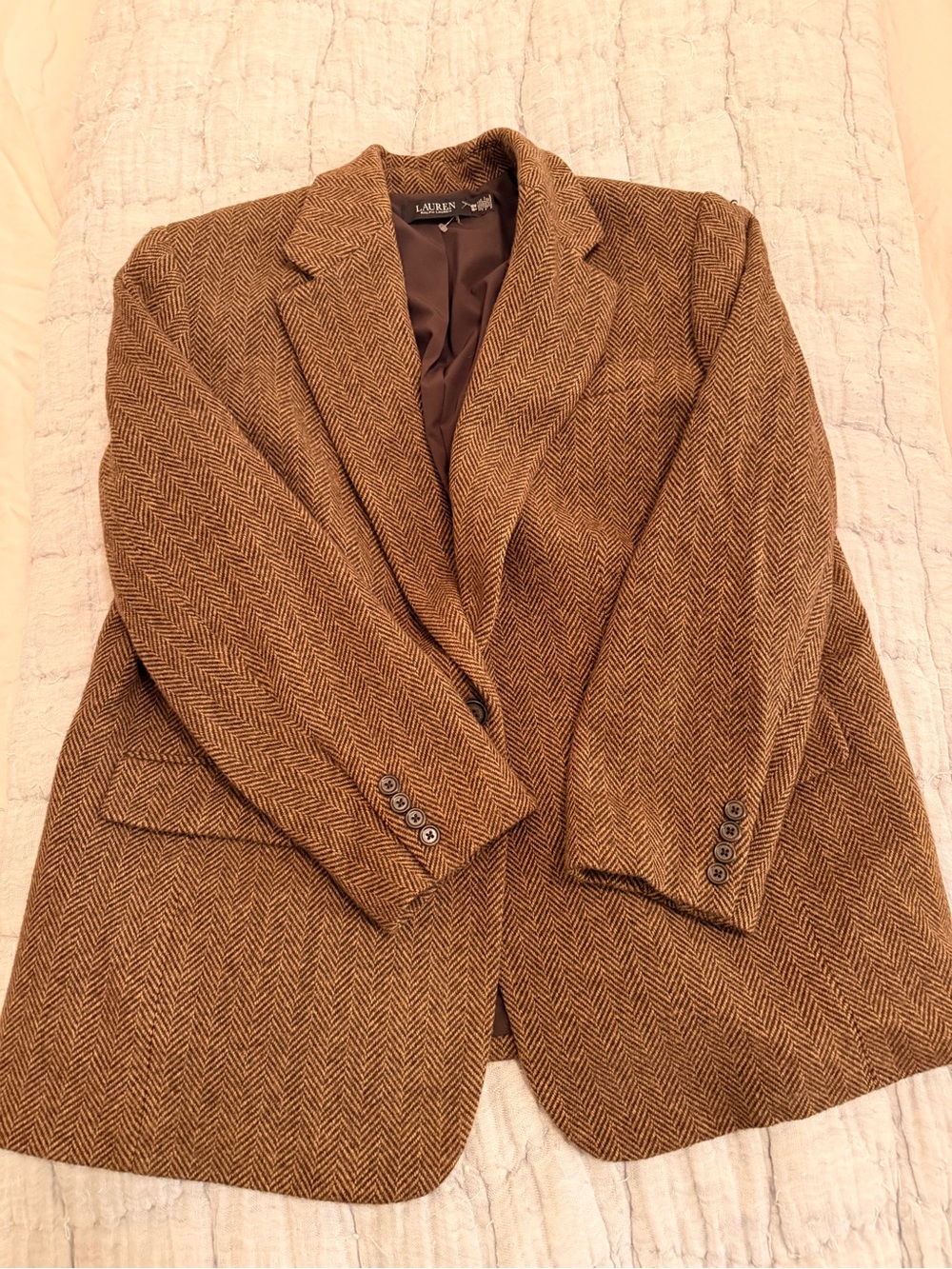 Ralph Lauren Brown Herringbone Blazer Jacket - Picture 5 of 7